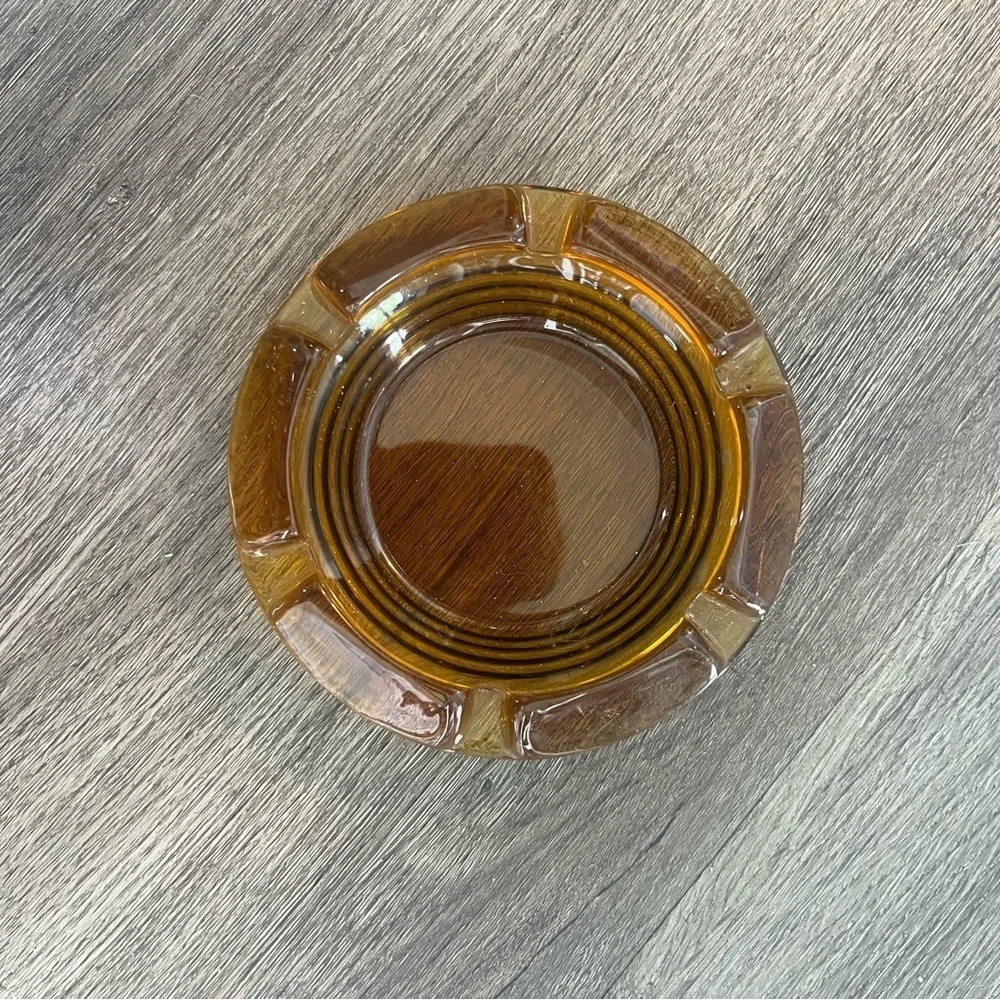 Vintage Amber Glass Ashtray